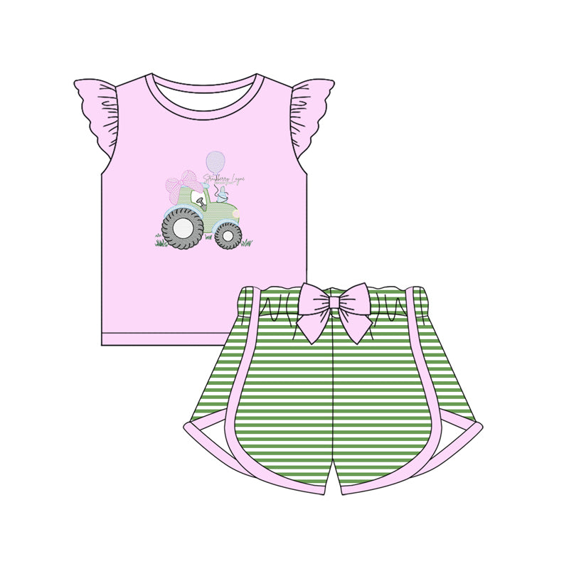 Toddle baby girl farm tractor summer outfit preorder