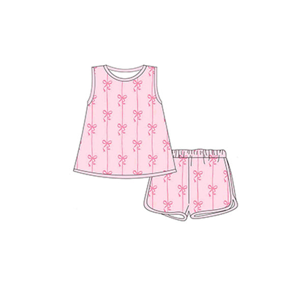 Toddle baby girl pink bow summer outfit preorder