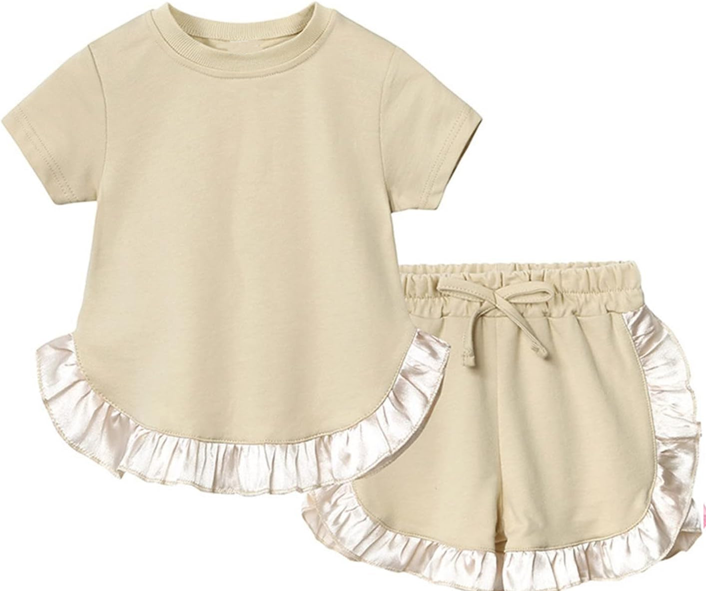 Toddle baby girl khaki cotton summer outfit preorder
