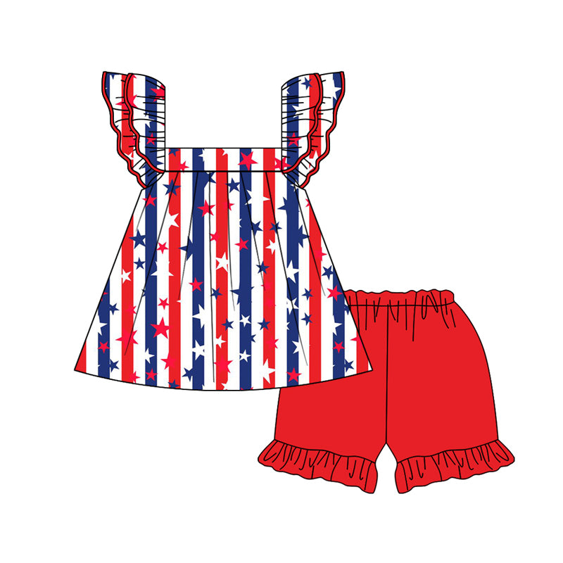 America girls blue red srtipes July 4th outfit preorder
