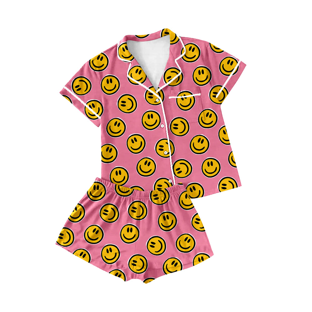 Adult women smile face short sleeve pajama set preorder