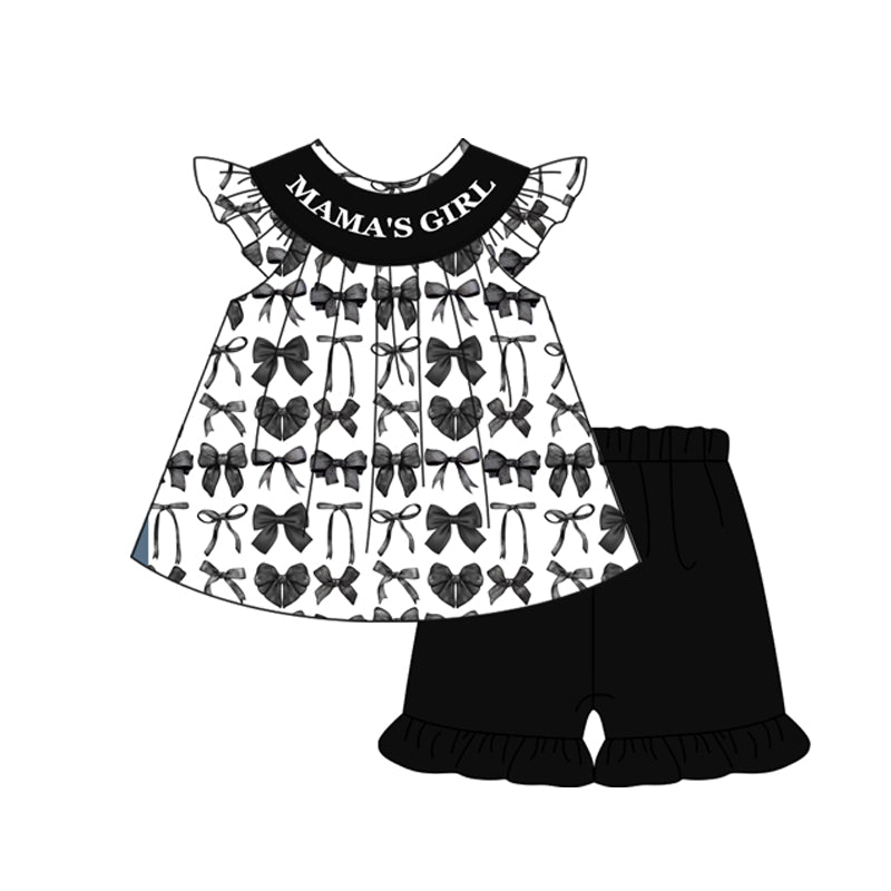Mamas girl black bow summer outfit preorder
