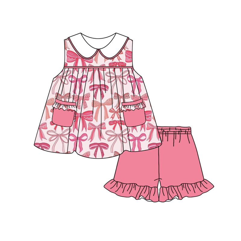 Toddle baby girl pink bow summer outfit preorder