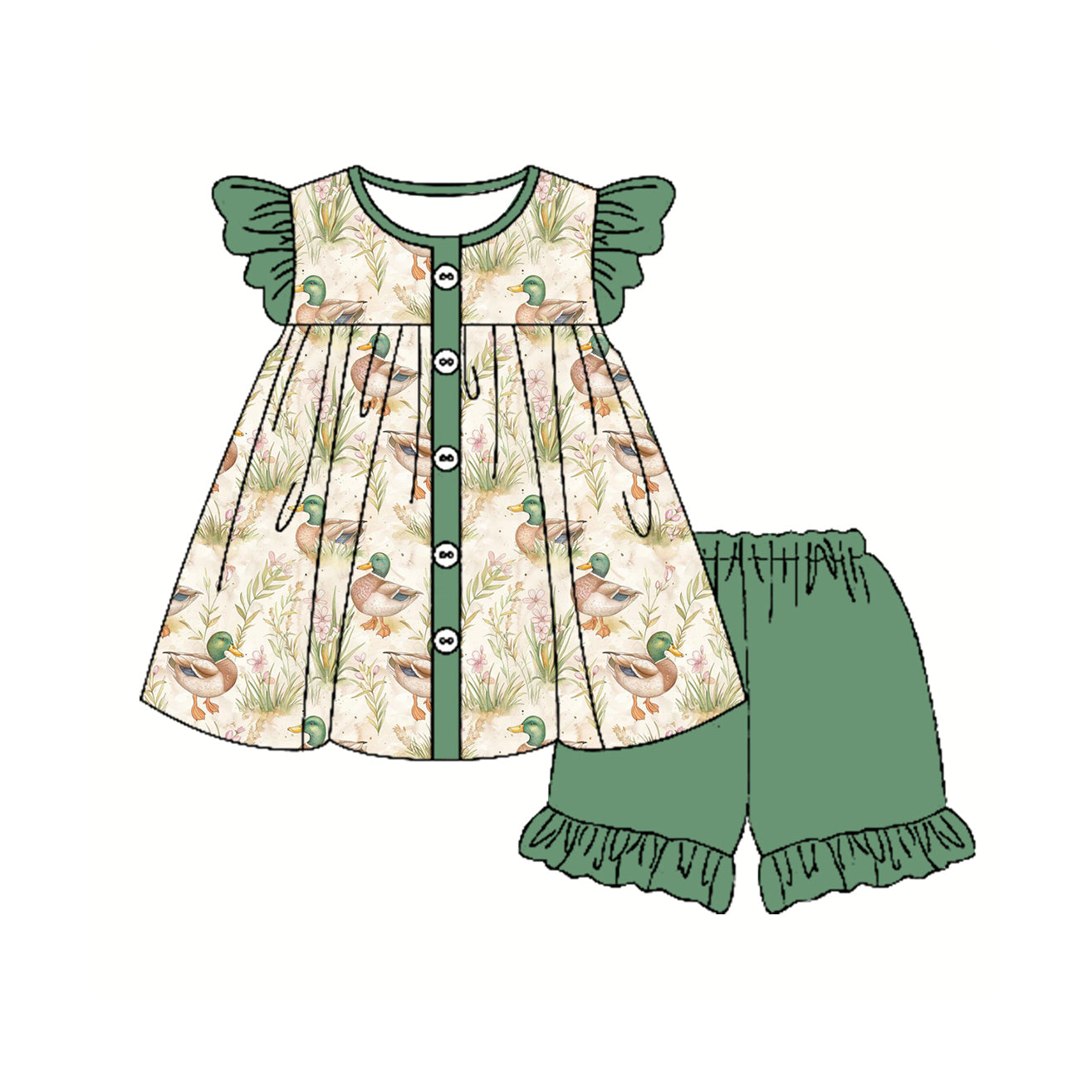 Toddle baby girl mallard duck summer outfit preorder