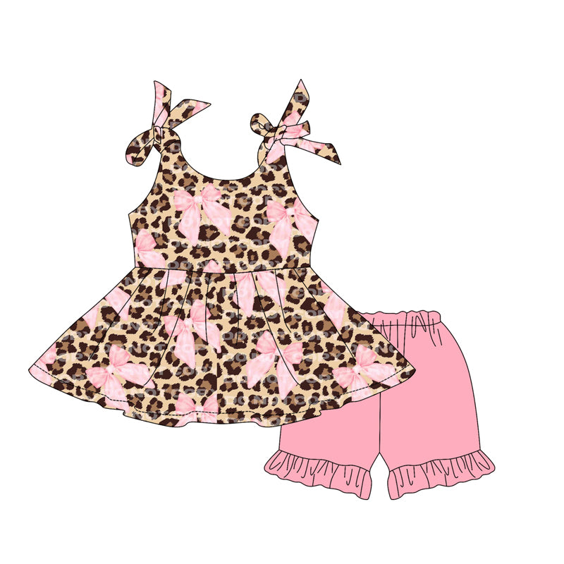 Toddle baby girl pink cheetah bow summer outfit preorder