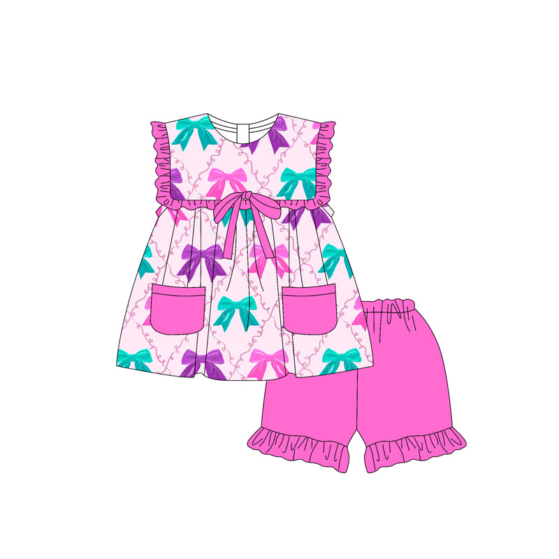 Toddle baby girl colorful bow summer outfit preorder