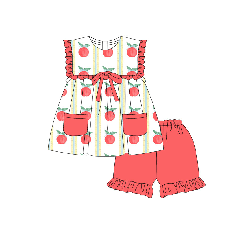 Toddle baby girl apple design July 4th summer outfit preorder