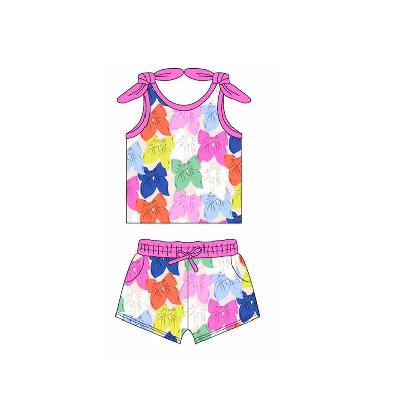 Toddle baby girl colorful bow summer outfit preorder