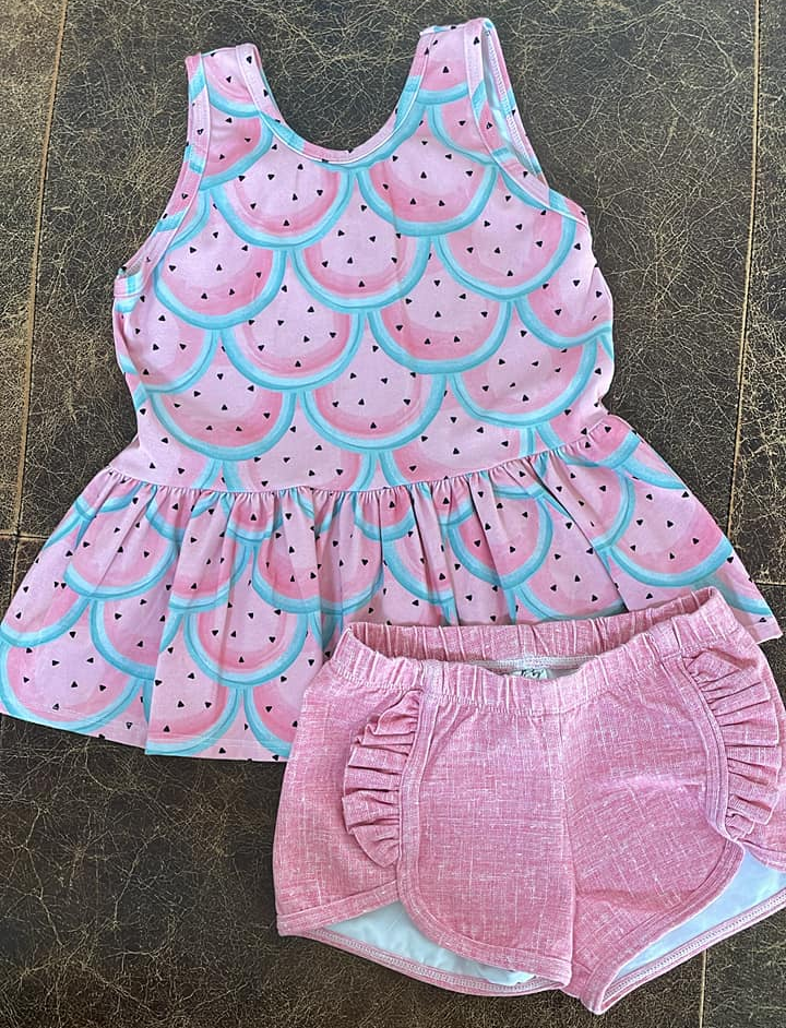 Watermelon design girls summer outfit preorder