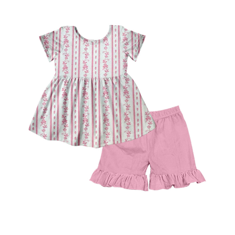 Pink floral baby girls summer outfit preorder