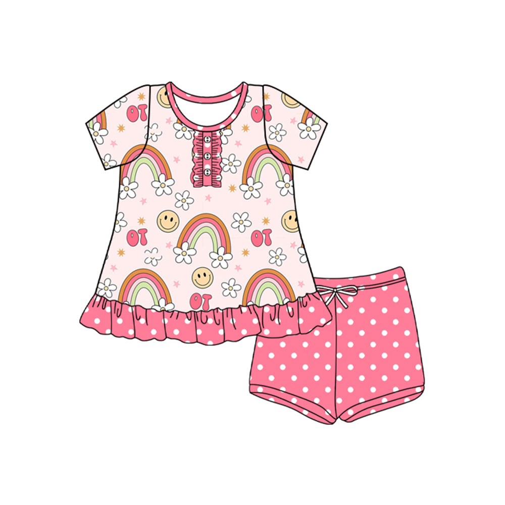 Smile face rainbow design toddle girls summer clothes preorder