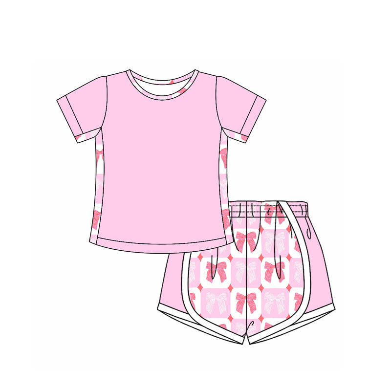 Light pink colorful bow toddle girls summer clothes preorder