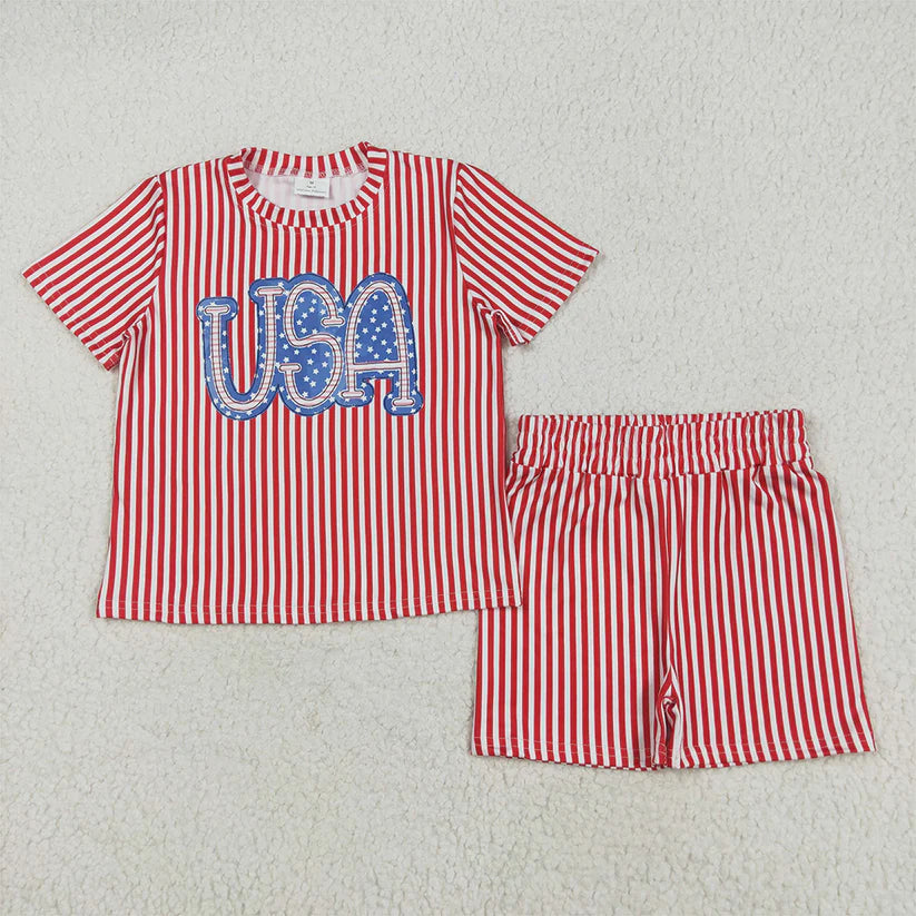 America leopard design baby girls July 4th outfit