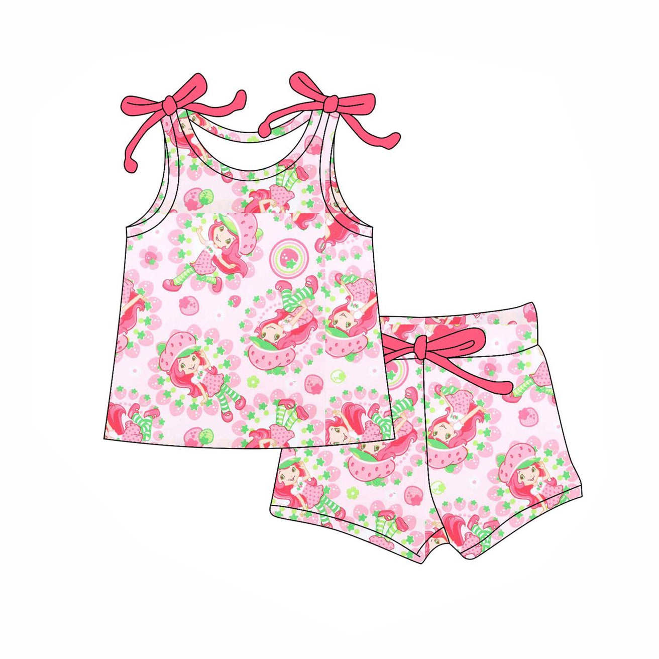 Strawberry shirt matching shorts baby girl outfit preorder