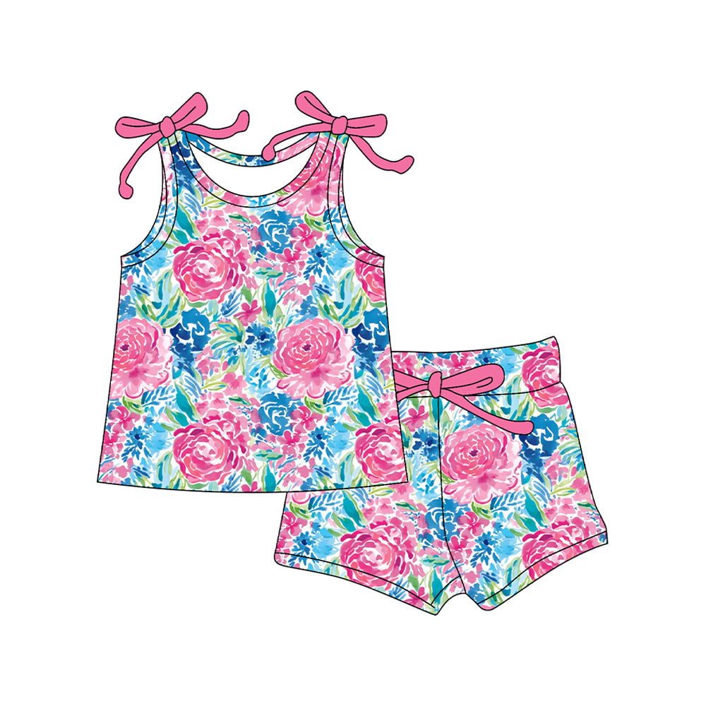 Pink floral baby girl summer outfit preorder