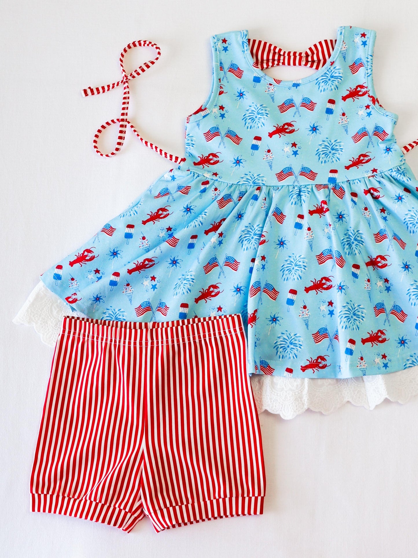 America flag baby girl summer outfit preorder
