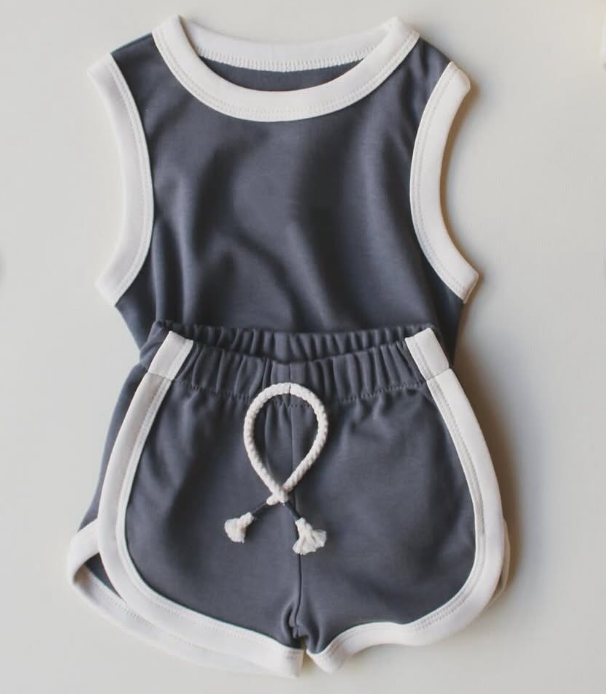 Toddle baby girls dark grey summer sports outfit preorder