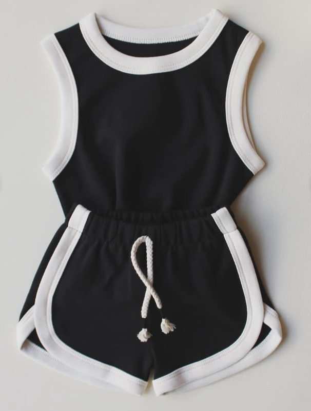 Toddle baby girls black summer sports outfit preorder