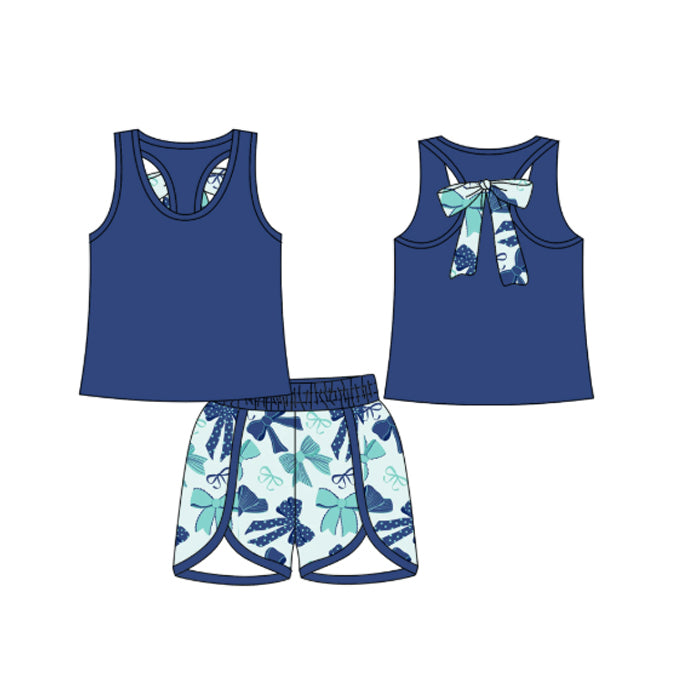 Toddle girls blue bow summer outfit preorder