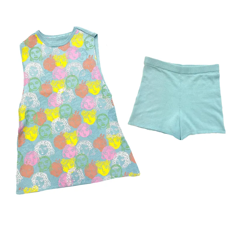 Baby girls face print shirt matching shorts boutique outfit preorder