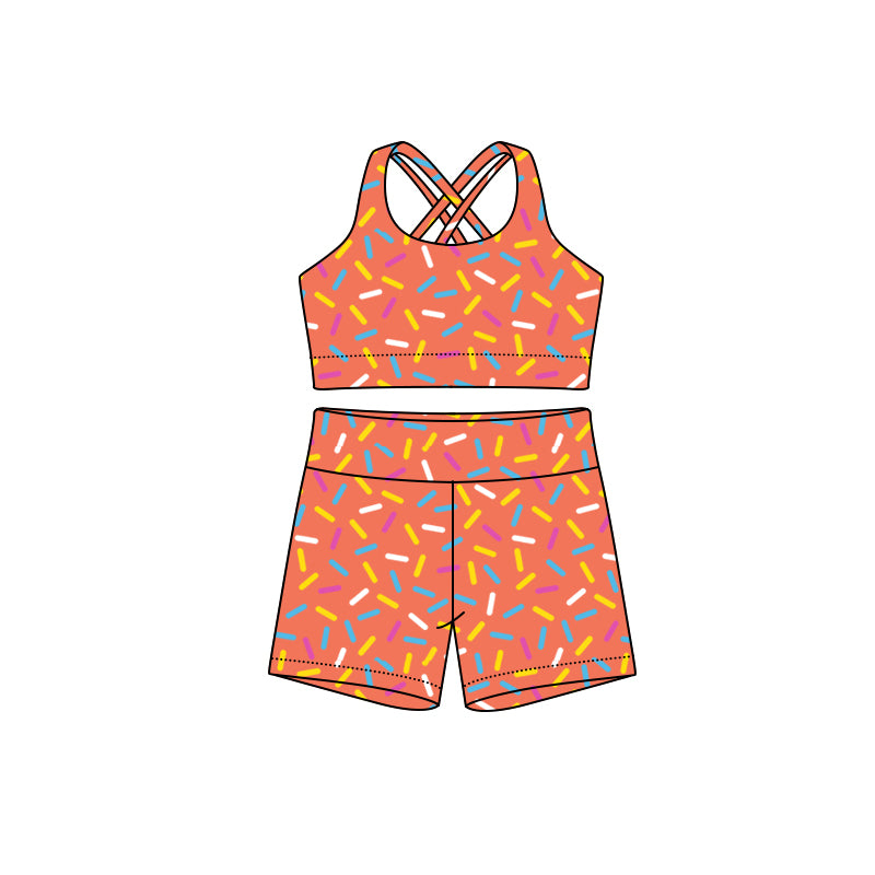 Adult Women orange ice cream color summer short set preorder