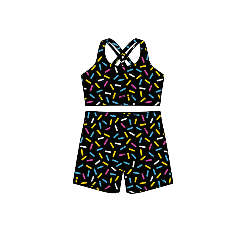 Adult Women black ice cream color summer short set preorder
