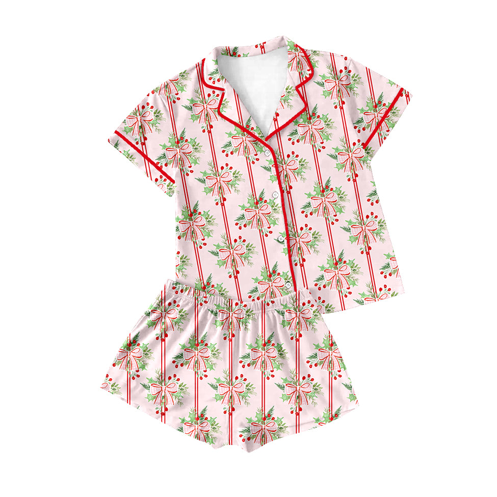 Christmas holly berry girls short sleeve pajama set preorder