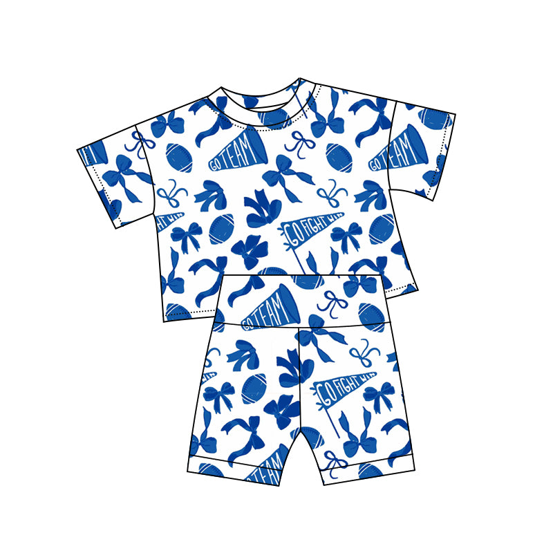 Blue football team kids girls summer outfit preorder