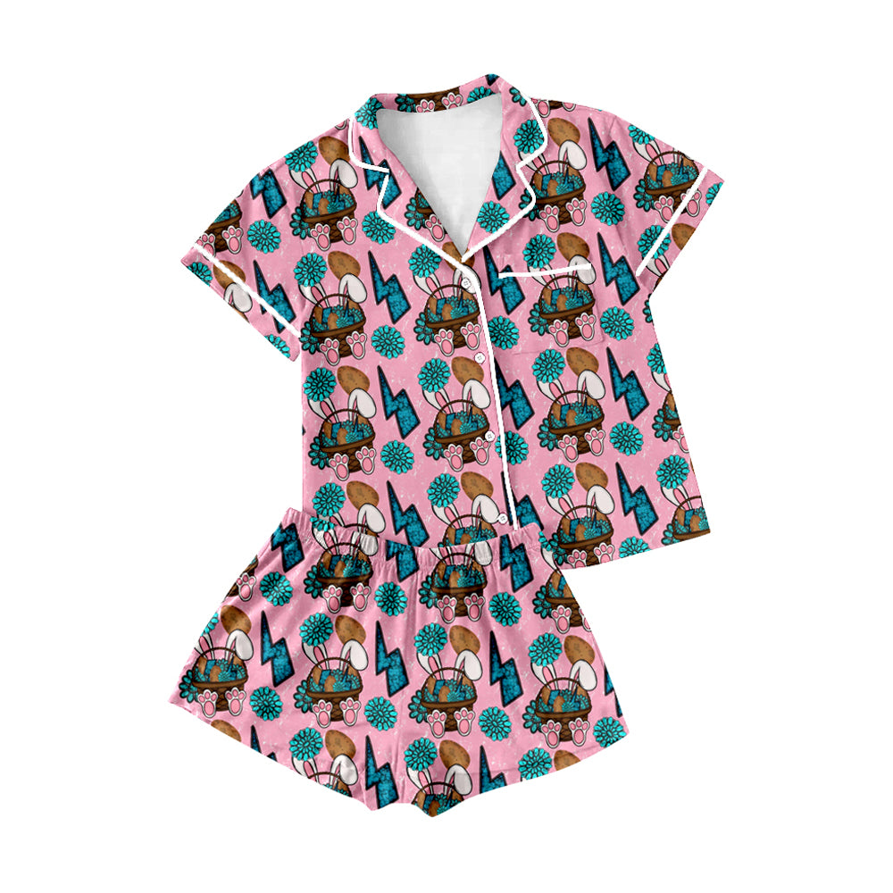 Adult women easter bunny design short sleeve pajama set preorder