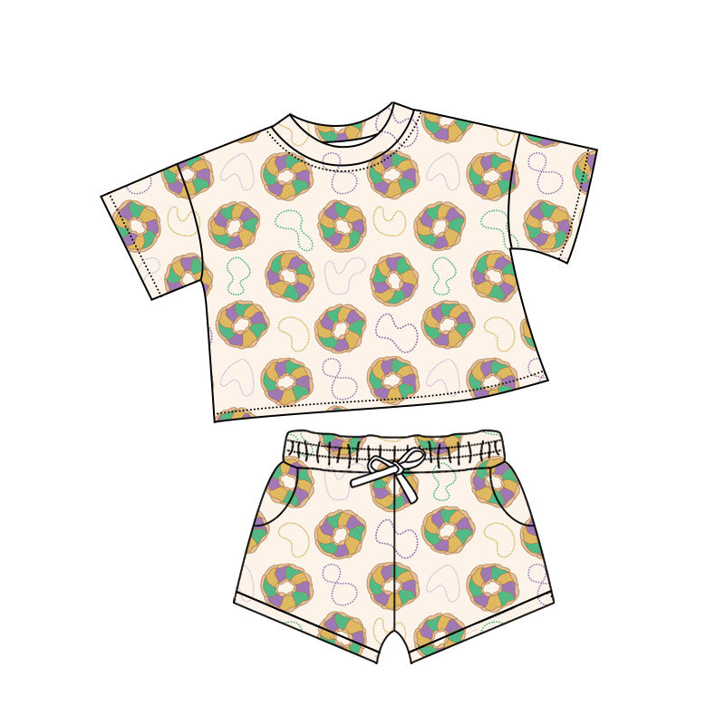 Girls mardi gras top matching shorts summer outfit preorder