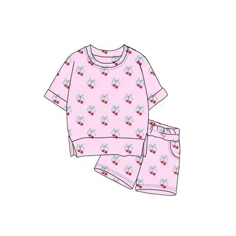 Cherry top matching shorts baby girl outfit preorder