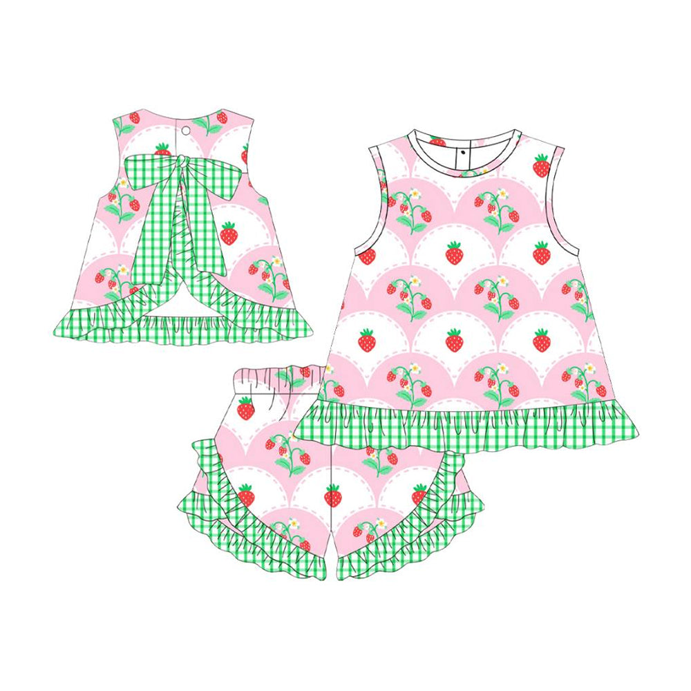 Strawberry top matching shorts baby girl outfit preorder