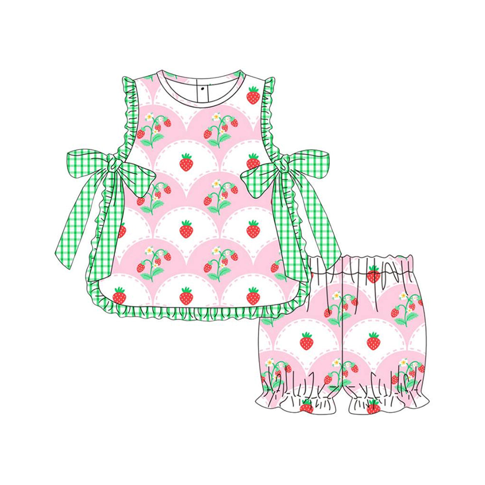 Strawberry top matching shorts baby girl outfit preorder