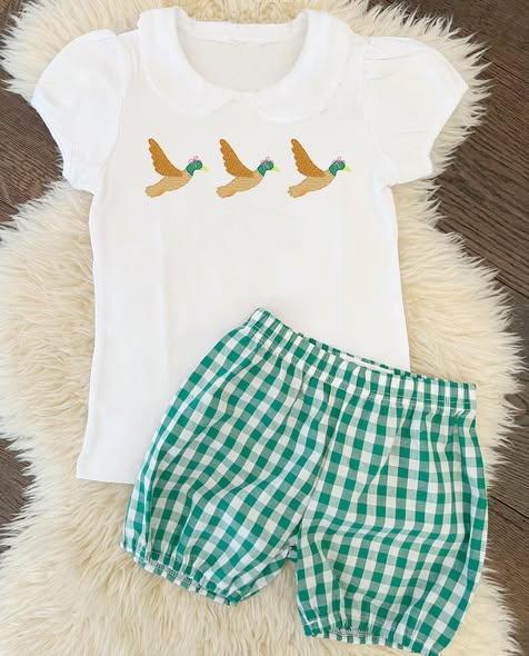 Mallard duck kids baby boy short sleeve outfit preorder