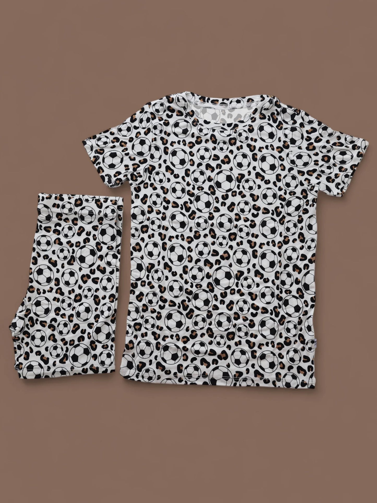 Soccer leopard top matching shorts girls summer outfit preorder