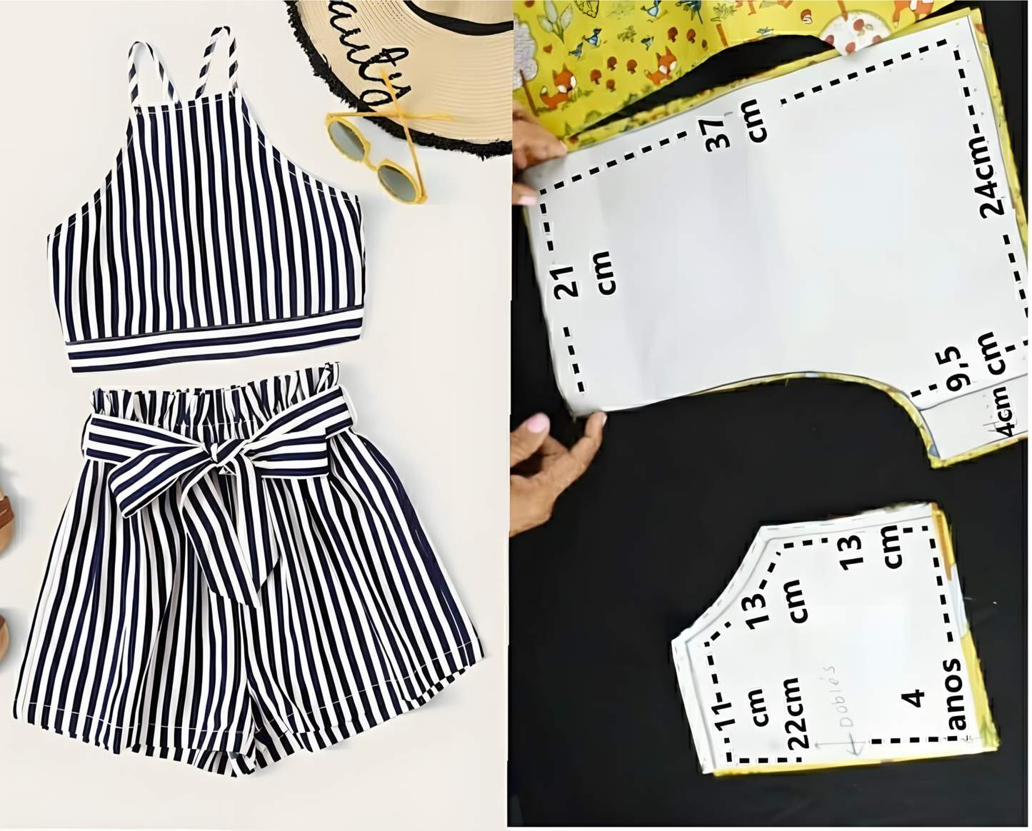 Black stripes top matching shorts girls summer outfit preorder