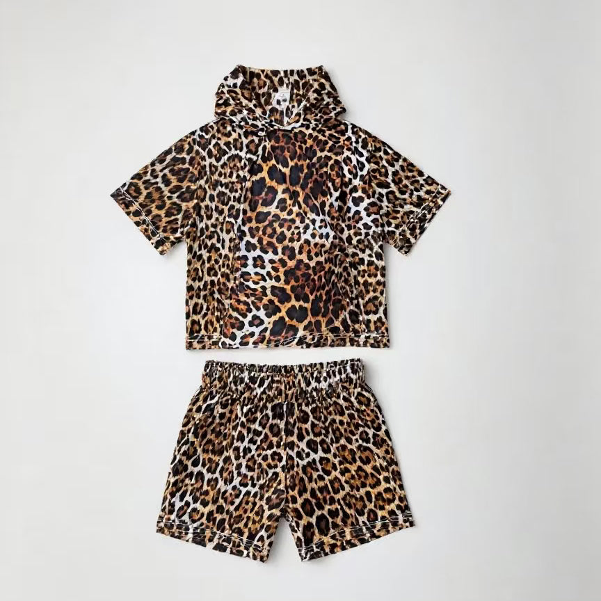 Leopard top matching shorts girls summer outfit preorder