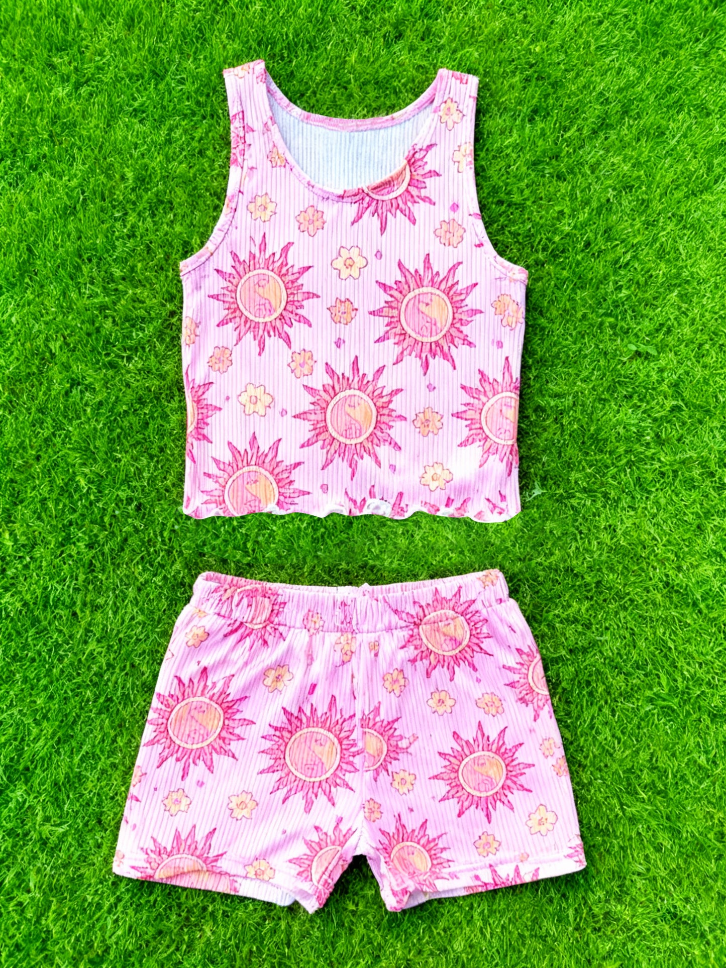 Sunshine top matching shorts girls summer outfit preorder