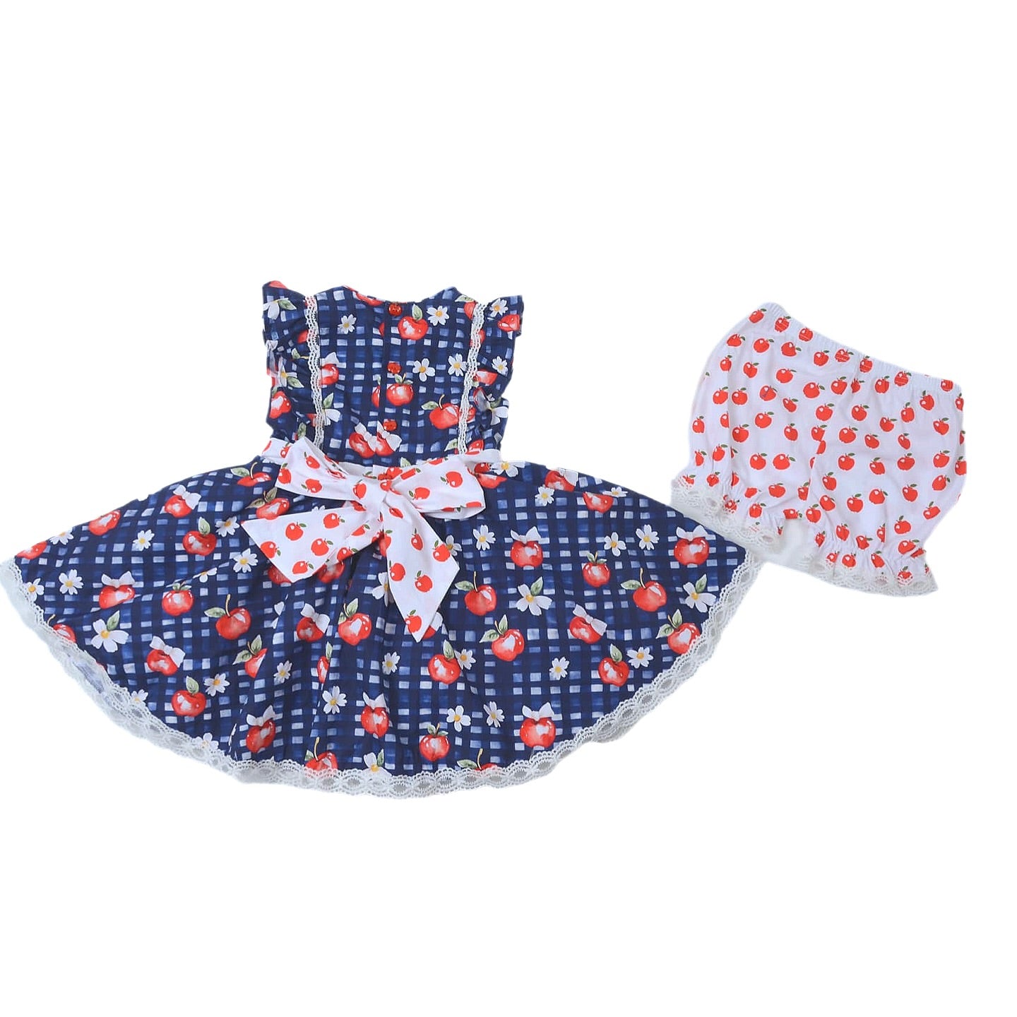 Apple top matching shorts girls summer outfit preorder