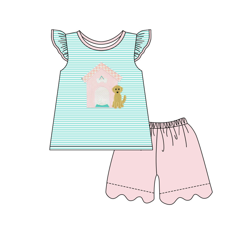 Dog house top matching shorts girls summer outfit preorder
