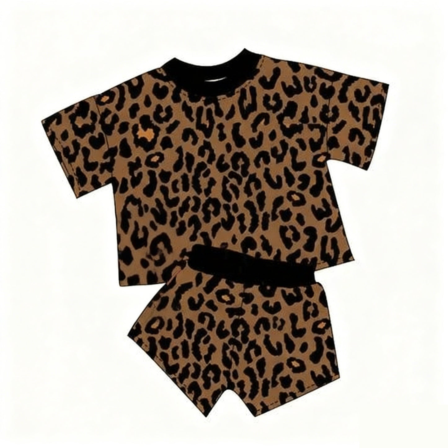 Leopard top matching shorts girls summer outfit preorder
