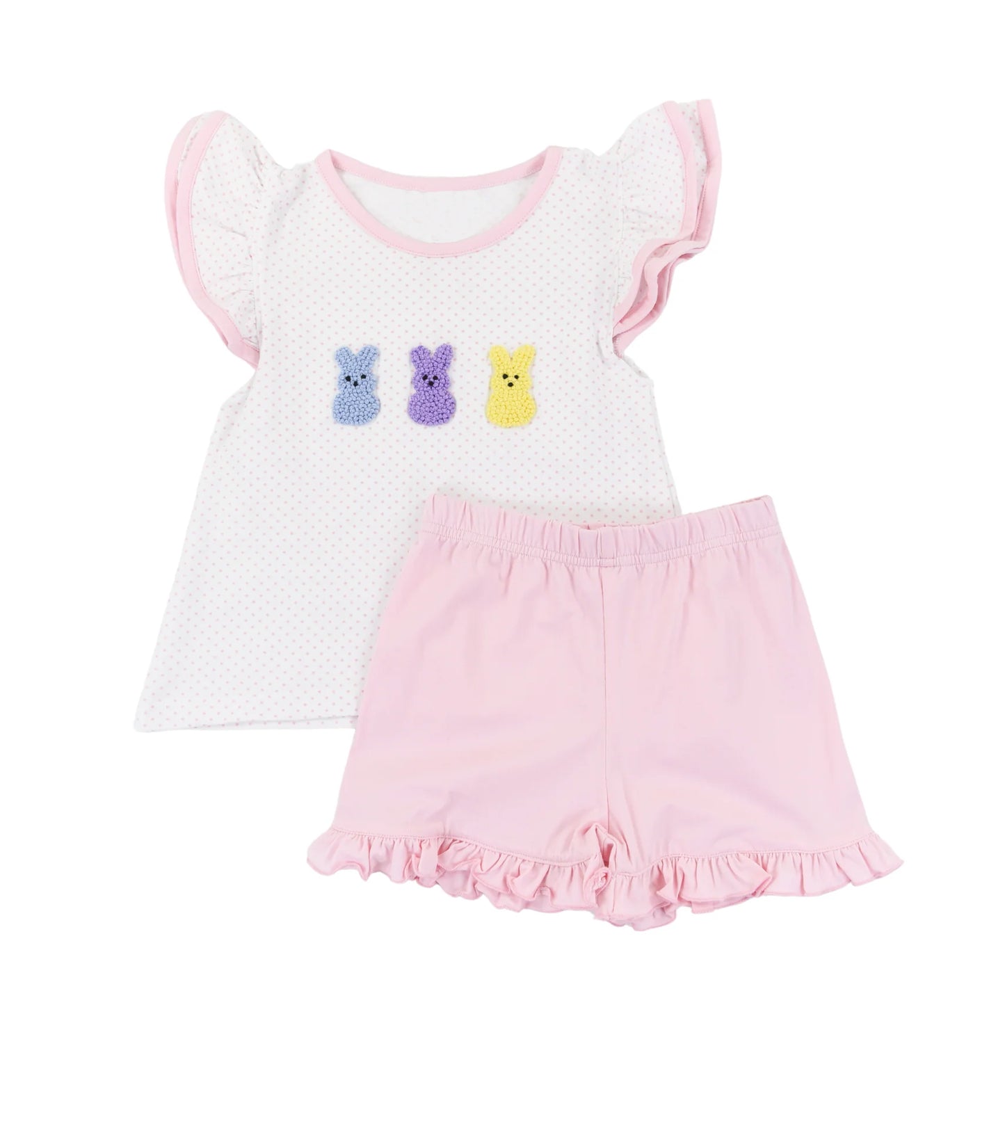 Easter bunny top matching shorts girls summer outfit preorder