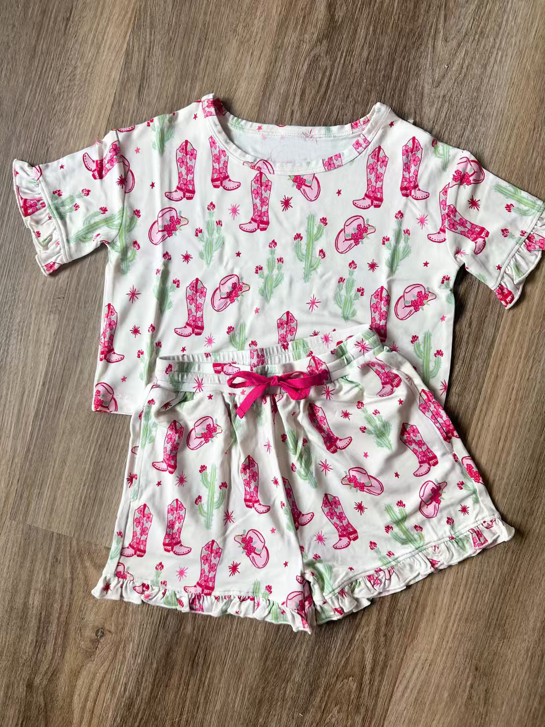 Western cactus top matching shorts girls summer outfit preorder
