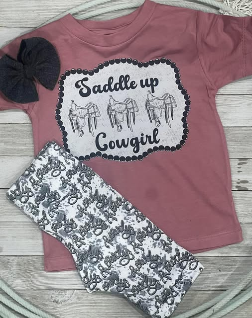 Western cowgirl top matching shorts girls summer outfit preorder