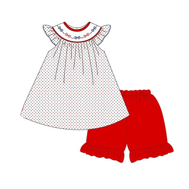 American bow top matching shorts boy summer outfit preorder