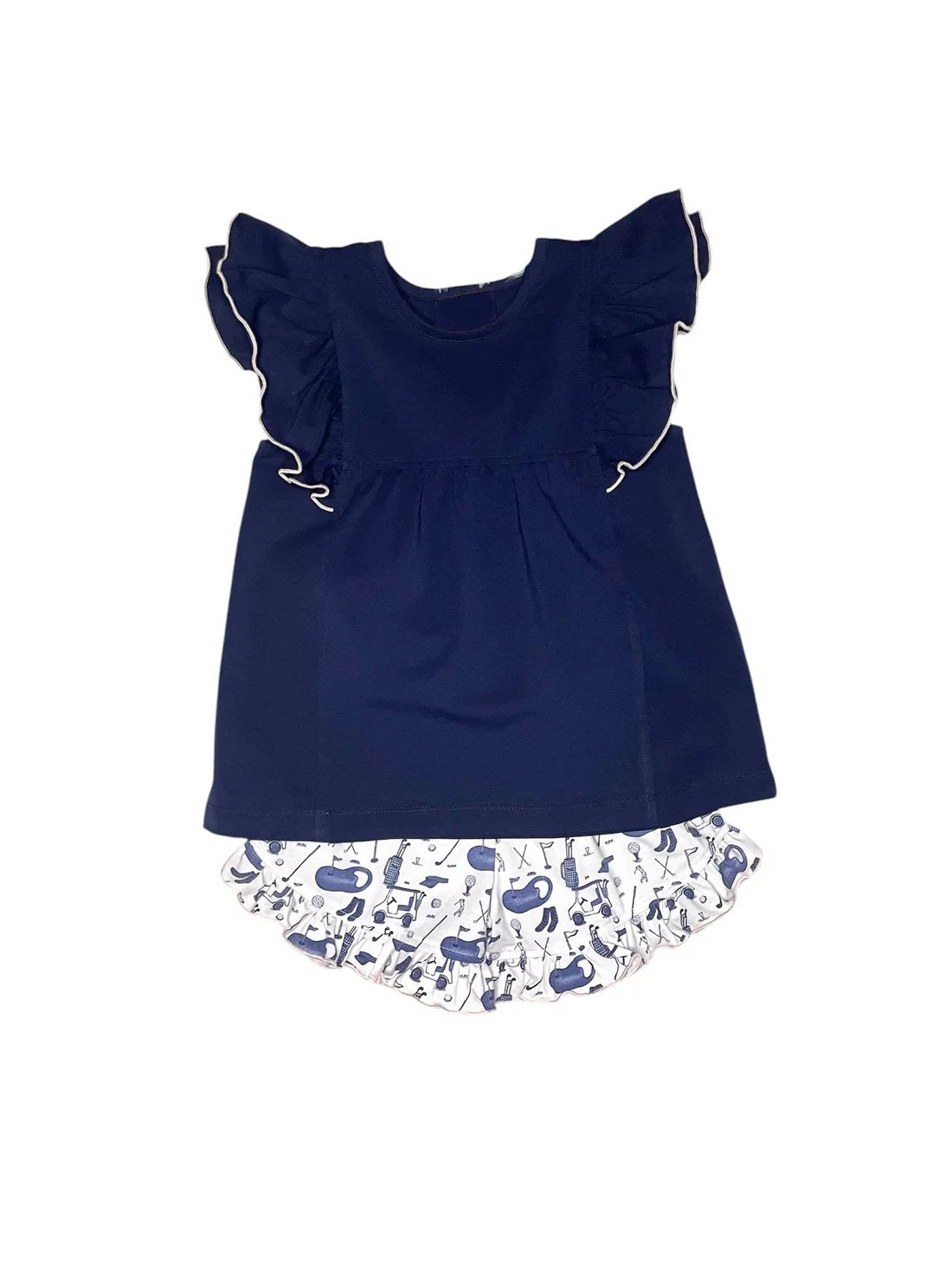 Navy top matching golf shorts girls summer outfit preorder