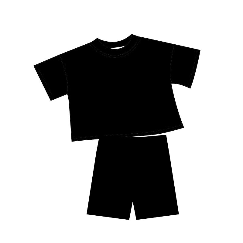 Solid black top matching shorts girls summer outfit preorder