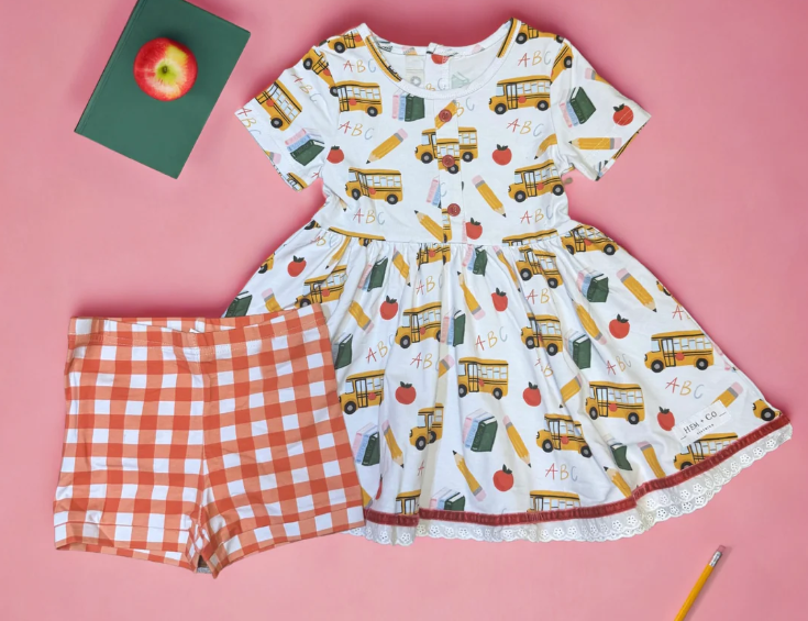Back to school top matching shorts girls summer outfit preorder