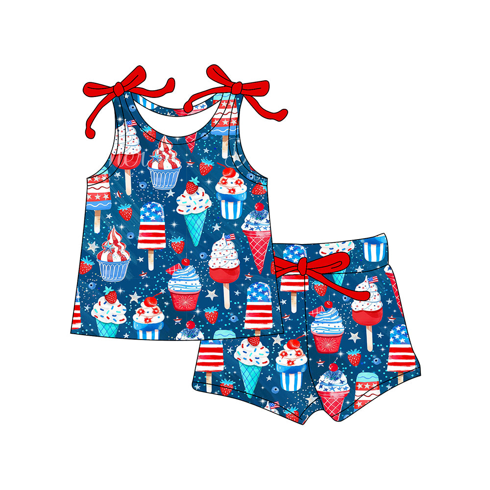 popsicle top matching shorts girls July 4th outfit preorder