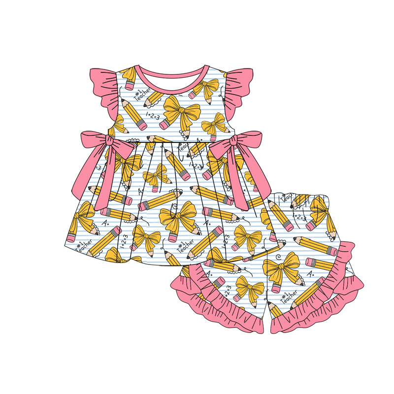 Back to school top matching shorts girl summer outfit preorder